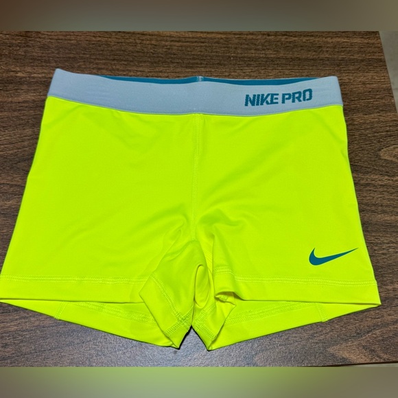 Nike Pants - Nike Pro Compression Shorts Women’s M Neon Volt Blue Waistband – NWT (No Tags)
